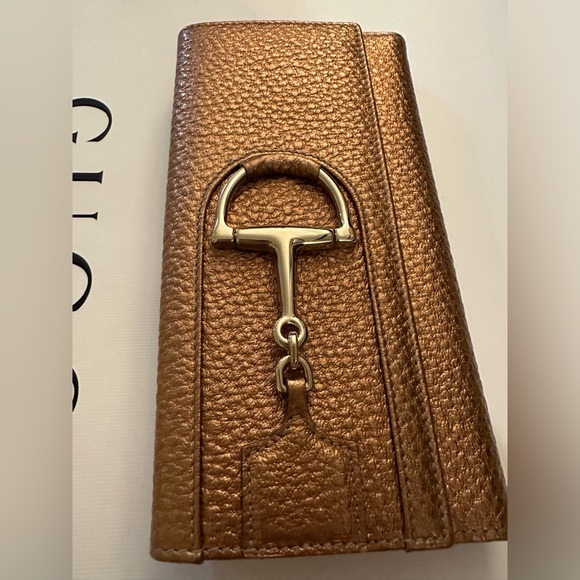 GUCCI Hasler Horsebit Metallic Leather Wallet EUC - Picture 12 of 15